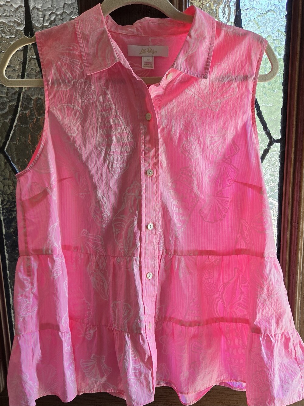 Lilly Pulitzer Pink Sleeveless Tiered Button-Front Tunic